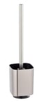 WENKO Brosse WC Auron | Brosse WC Design Argent avec Porte-Brosse élégant | Accessoires de Salle de Bain Modernes | Dimensions (l x h x p) 9 x 38,5 x 9 cm | Couleur Argent Mat