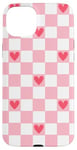 Coque pour iPhone 15 Plus Pink and Red Heart Checkered Checkerboard Valentines Day