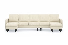 Vislanda 5-seters Sofa med Dobbel Sjeselong - Beige U-sofa