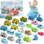 Advent Calendar 2024 Kids, Christmas Countdown Calendar with 24 Surprise Pull Back Car Toys, 24 Day Toy Advent Calendar Vehicles Toys for 2 3 4 5 Year Old Xmas Gifts for Boys Girls Toddlers