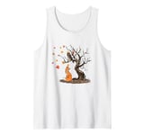 Fox And Owl On The Tree Animal Lover Autumn Leaves Tank Top