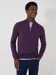 Crew Clothing Merino Half Zip Knit Jumper, Dark Purple