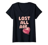 Womens Lost All Air Anti Valentines Day Heart Balloon Sarcastic V-Neck T-Shirt