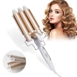 Fer à onduler Grandes Vagues Curl Version Professionnelle Fer à Friser Céramique Bigoudis pour Cheveux Long-Courts pour Femme Or