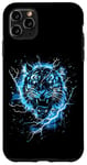 Coque pour iPhone 11 Pro Max Tigre Lightning Bleu ciel Art de la faune Animal