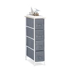 Relaxdays 10023328_492 Meuble Rangement 4 Commode étagère tiroir Tissu HxlxP: 76 x 20 x 48 cm, Gris, Variante D