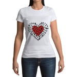 T-Shirt Femme Col Rond Coeur Rouge Postures De Yoga Asanas Meditation Bien Etre