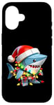 iPhone 16 Shark Building Blocks Christmas Lights Shark Lover Boys Kids Case