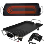 Smokeless Large Teppanyaki Table Grill Pan, 48 x 27 x 8 cm Non-Stick Griddle with 5 Gear Adjustable Temperature, BBQ Hot Plate Barbecue Cast Iron Pan - Include for Indoor Outdoor