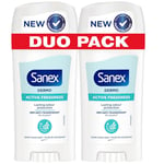 SANEX Stick Deodorant Dermo Active Fresh Protection de 24 h - Sans Alcool - Le lot de 2x65ml