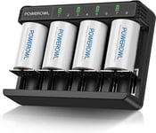 POWEROWL C Rechargeable Batteries with Charger, 8 Bay Universal Battery Charger