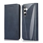 THIYUFUNS Coque pour Samsung Galaxy S23 FE 5G (6.4") avec 2 * Verre Trempé Protection écran,Housse Cuir PU Portefeuille Magnétique pour Samsung Galaxy S23 FE 5G - Bleu