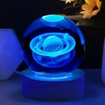 Vicloon Veilleuse Boule de Cristal 3D,Saturne Crystal Ball Night Light,Lampe de Nuit Boule de Verre avec Base en Bois,Décoration de Bureau,Cadeaux d'astronomie pour Enfants(lumière colorée)