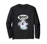 Funny Thumbs Down Ghost Screaming Boo Disapproval Long Sleeve T-Shirt