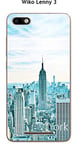 Coque Wiko Lenny 3 design New York bleu avec nom