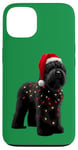 Coque pour iPhone 13 Chapeau de Père Noël Terrier Russe Noir Lumières de Noël Propriétaire Chien