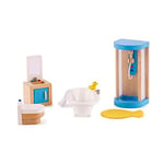 Jouet Hape - Meubles Salle de Bain en Bois pour Maison de Poupée - Accessoire pour Salle de Bain : Douche, Baignoire, Toilette, Tapis de Bain - Jouet pour Enfant à partir de 3 ans - Coffret 7 Pièces