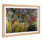 Big Box Art Framed Print of Henri Rousseau Surprise Design | Wall Art Picture | Home Decor for Kitchen, Living, Dining Room, Bedroom, Hallway, Office, Oak, A2 / 24.5x18 Inch / 62x45cm