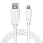Câble Data pour JBL Flip 1, 2, 3, 4 / Charge 1, 2, 3 / Pulse 1, 2, 3 / Go 1, 2 / Clip 1, 2 / Link 10, 20 / Soundgear BTA - 1m 1A Câble USB, blanc