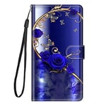 Nuxiady Coque pour Samsung Galaxy A5 2017 PU Cuir à Rabat Housse Étui avec Mignonne Motif Dessin Design, Antichoc Portefeuille Etui Flip Folio Case Cover pour Galaxy A5 2017, Rose Bleue