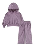 Nike Kids Girls Cozy All Over Print Monogram Tracksuit - Purple, Purple, Size 6-7 Years