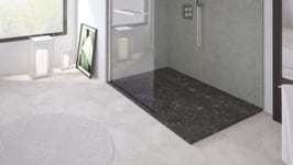 Receveur de douche 80x100 cm extra plat, résine et minéral, terrazzo noir, Ayor Bathroom Nola