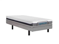 Lit électrique de relaxation déco + matelas mémoire de forme - 90 x 200 cm - Tissu - Gris - MENASINA de DREAMEA