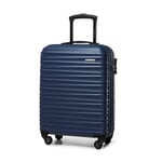 WITTCHEN Valise de Voyage Bagage à Main Valise Cabine Valise Rigide en ABS avec 4 roulettes pivotantes Serrure à Combinaison Poignée télescopique Groove Line Taille S Bleu foncé