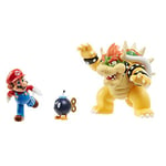 Super Mario - Bataille avec Bowser - Licence Officielle - Coffret Pont Dynamique & Figurine - Son & Lumière - Lave Rougeoyante - Immersion Jeu - Dès 3 Ans