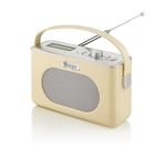 Swan SRA43010CN Retro DAB Bluetooth Radio, LCD Display with Blue Backlight, 20 Pre Set Stations, Cream