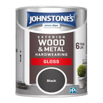 Johnstones Exterior Wood & Metal Hardwearing Gloss Paint 750ml Black -