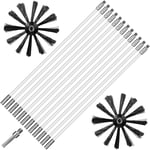 Kit Brosse Nettoyage Cheminée, Cheminées Brosse Kit de Ramonage avec 12 Tiges Flexibles de 410mm, 2 Têtes de Brosse Ø 150mm et 1 Tige Hexagonale pour Tuyaux de Chaudière Tuyaux de Ventilatio