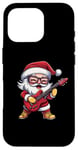 Coque pour iPhone 16 Pro Guitare Père Noël à bascule Cool Christmas Rock & Roll Musique