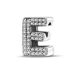 TINSLO 925 Sterling Silver Charms Beads Initial E Letter for Pandora Bracelet, Dangle Pendant Charms for Necklace and Bracelet Jewelry Gifts for Women Girls