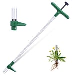 Ohuhu Weed Puller Stand Up Weeder Hand Tool with 3 Claws and Foot Pedal, Long Handle Garden Weeding Tool Standup Lawn Garden Tool for Dandelion, Standup Weed Root Pulling Tool and Picker, Length 1m