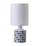 LUSSIOL, Lampe de chevet Gisele Nature Pixel- Lampe moderne en céramique - ø14 x H29 cm - E14 40W Bleu, Beige Petite