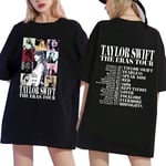 Taylor Swift The Eras Tour International Herr Dam Kortärmad T-shirt Rund Krage Tryckt Svart Black S