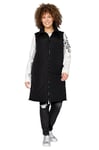 MIAMODA Femme Grandes tailles Long gilet matelassé à col montant et imprimé au dos noir 50 202609100-48