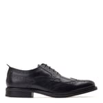 Base London Mens Cooper Washed Black Leather Brogue Shoes - Size UK 6