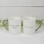 Amore Wedding Collection I Love You Too ... Pair Of Mugs Gift Set