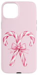 iPhone 15 Plus Aesthetic Pink Bow Coquette Candy Cane Christmas Girls Women Case