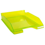 Exacompta - Réf. 113235D - 1 corbeille à courrier COMBO MIDI - dimensions utiles 34 x 25 x 6,5 cm - pour format A4 + - peut contenir 500 feuilles - couleur vert anis transparent glossy