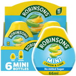 Robinsons Mini - No Added Sugar - Low Calorie - Lemon and Lime - Makes 20 Drinks Per Pack, 6 x 66 ml Packs