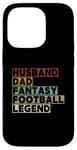 Coque pour iPhone 14 Pro Mari et papa Fantasy Football Legend Funny Men Retro