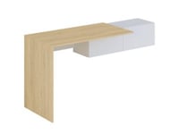 Bureau console suspendu avec 2 placards - Coloris : Naturel et blanc - MOLAWA