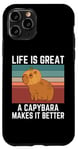 Coque pour iPhone 11 Pro Capybara rétro La vie est belle, un capybara la rend meilleure