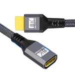 Câble D'Extension Hdmi 2.1 Mâle Vers Femelle Ultra Hd 8K 60 Hz 4K 120 Hz 48 Go Avec Audio 3D Hdmi Cordon Noir 0,3 M