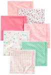 Simple Joys by Carter's 7-Pack Flannel Receiving Blankets Nursery, Rose/Blanc, Taille Unique (Lot de 7) Mixte Bébé