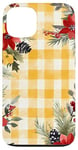 Coque pour iPhone 13 Jaune aquarelle florale rouge Buffalo Plaid Merry Christmas