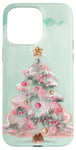 iPhone 15 Pro Max Aesthetic Pink Christmas Tree Watercolor Holiday Xmas Mint Case